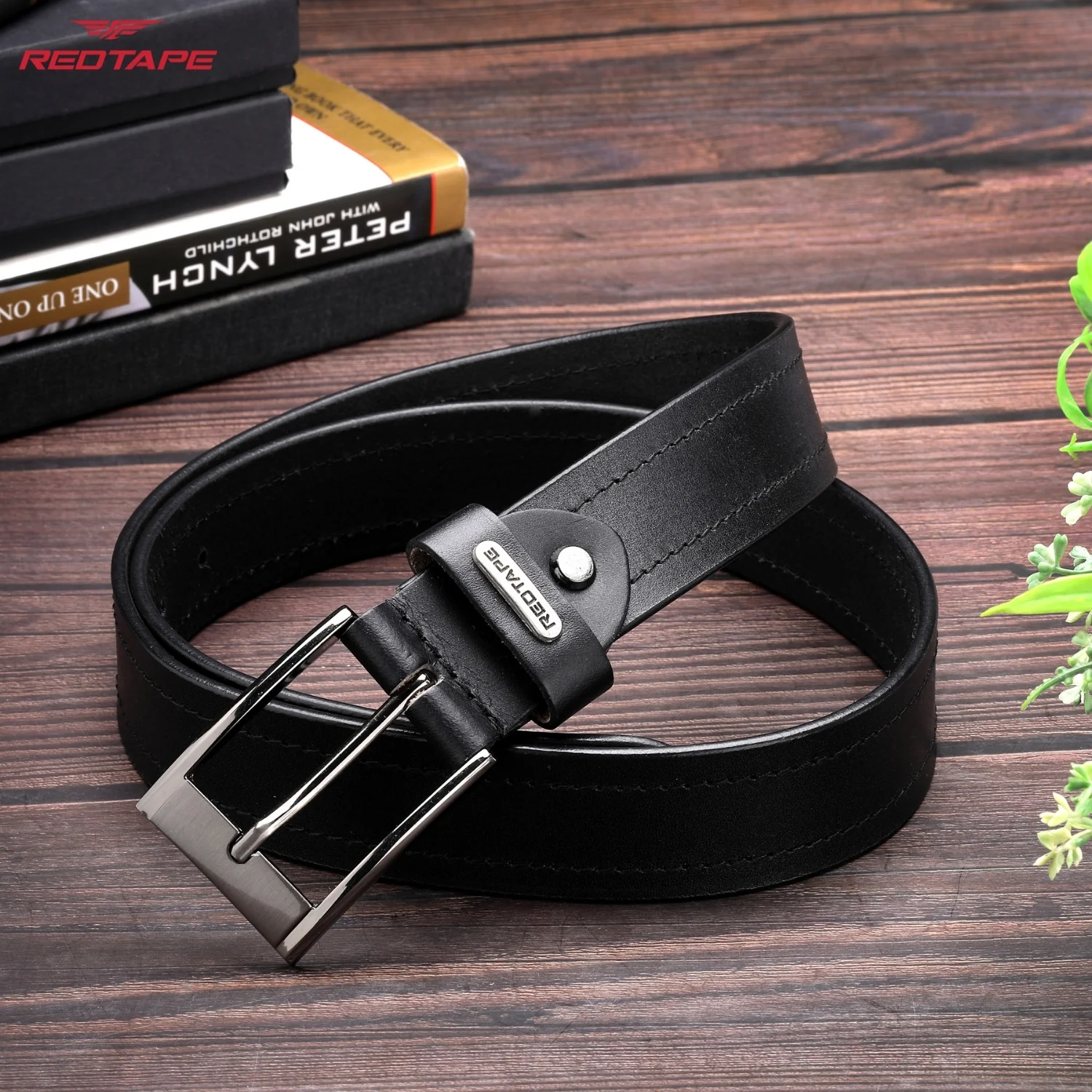 Men's Black Leather Belt - Image 3