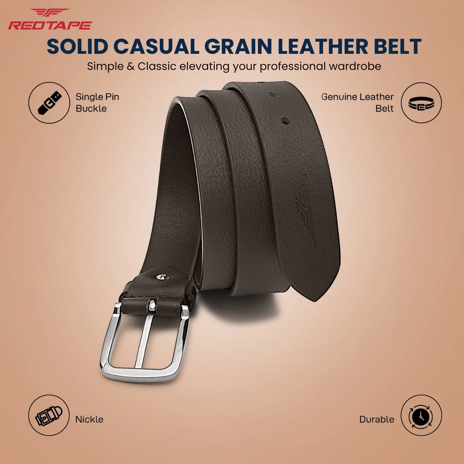 Men's Brown Leather Belt - Image 4