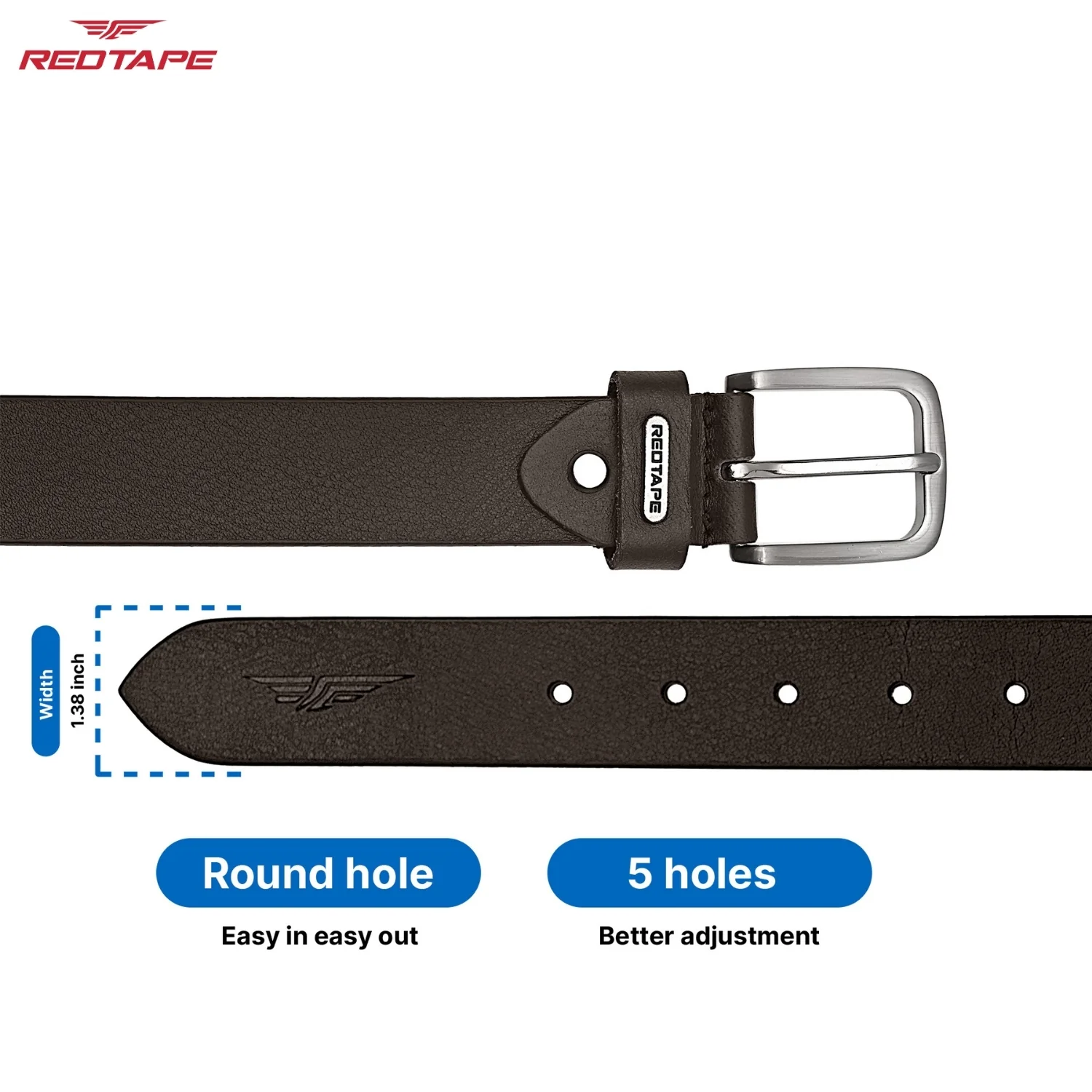 Men's Brown Leather Belt - Image 5