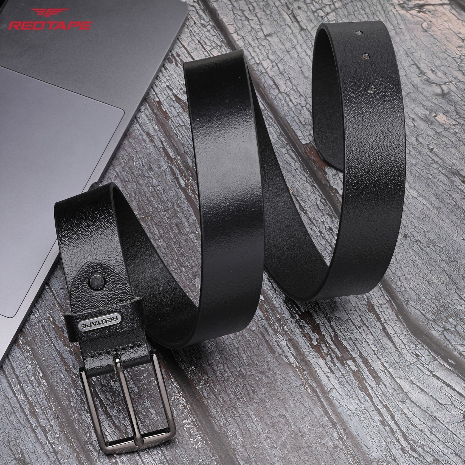 Men's Black Leather Belt - Image 3