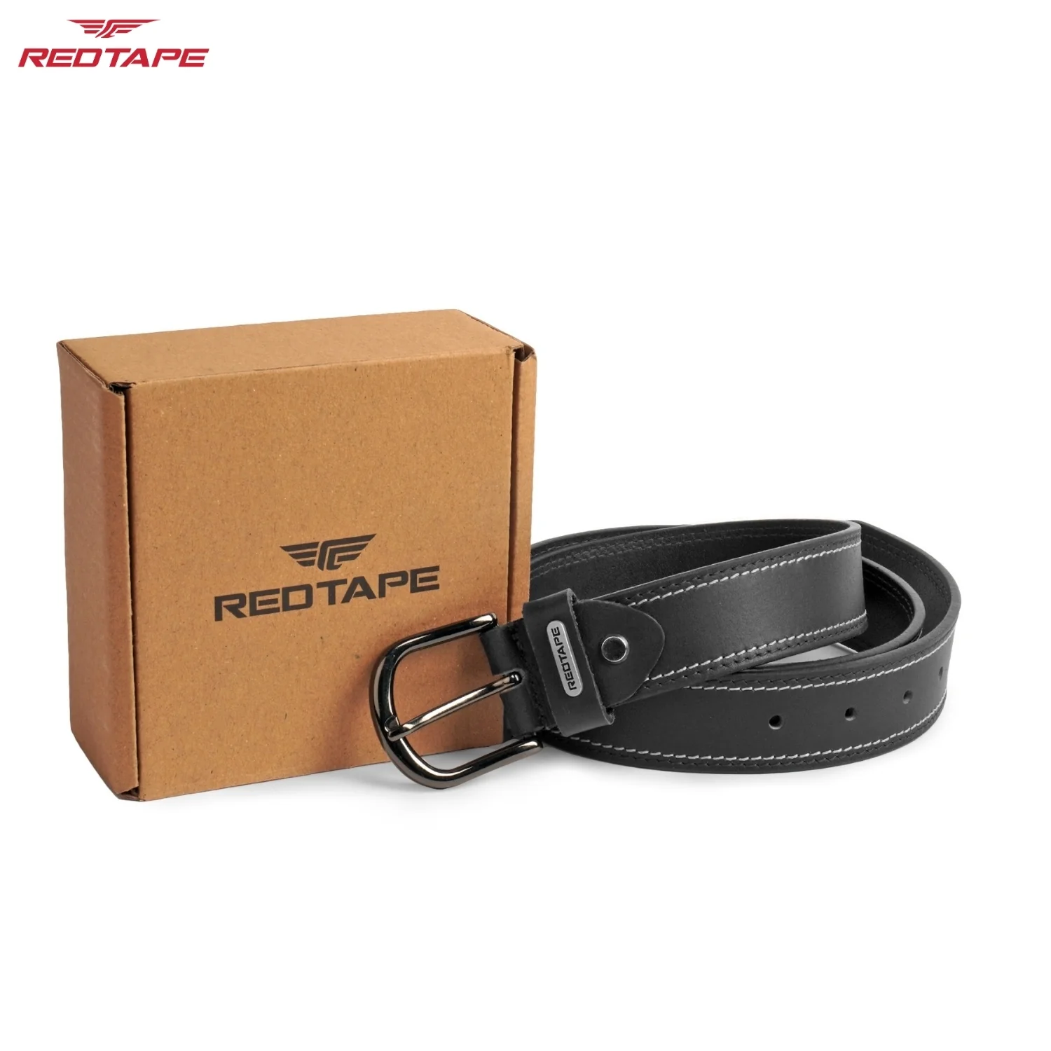 Men's Black Leather Belt - Image 2