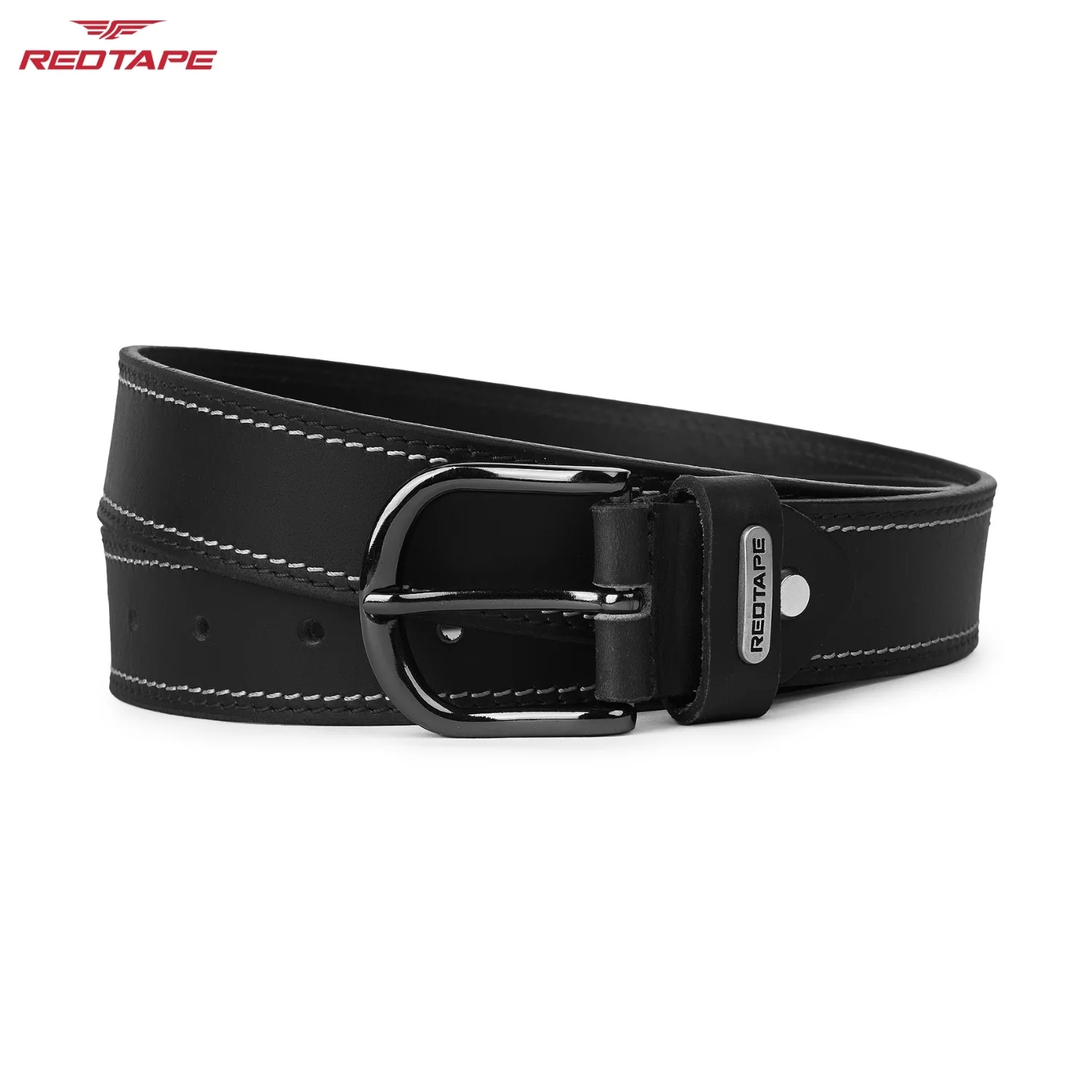 Men's Black Leather Belt - Image 5