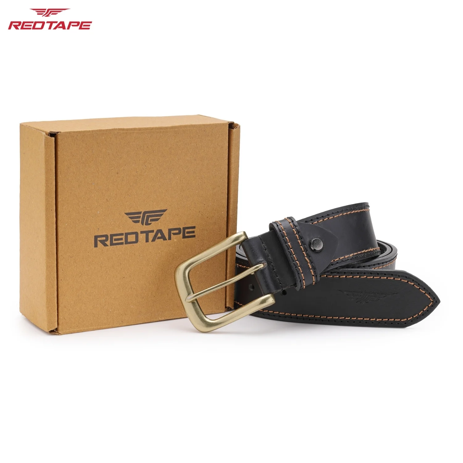 Men's Black Leather Belt - Image 2