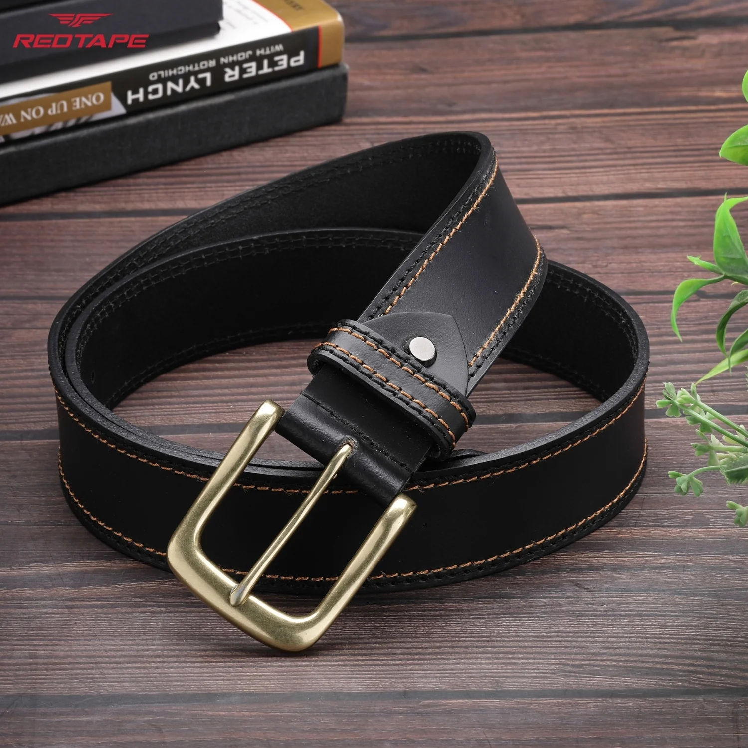 Men's Black Leather Belt - Image 3