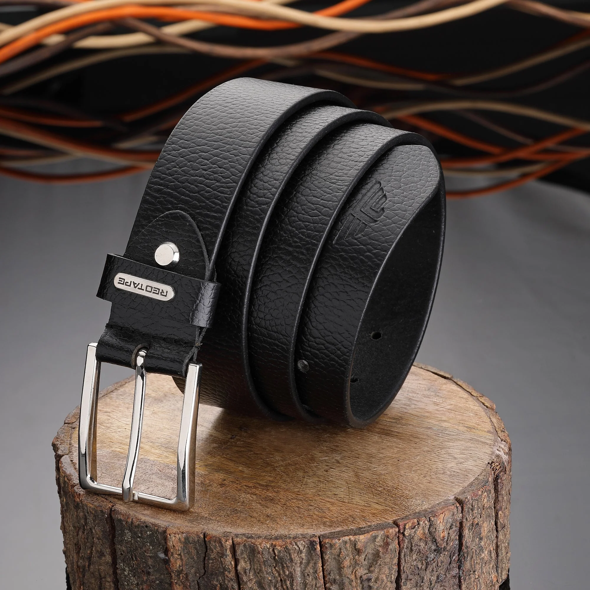 Men's Black Leather Belt - Image 2