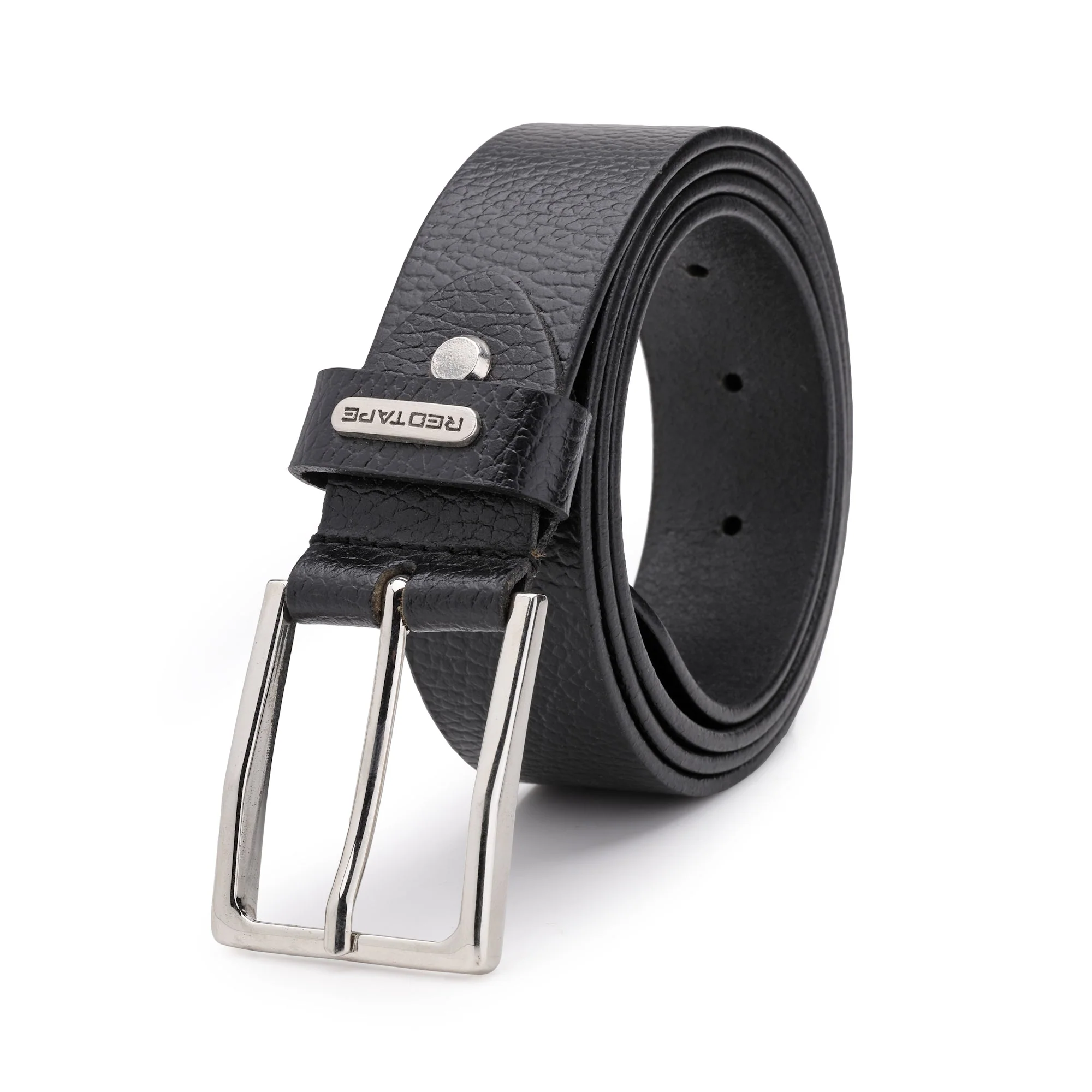 Men's Black Leather Belt - Image 3