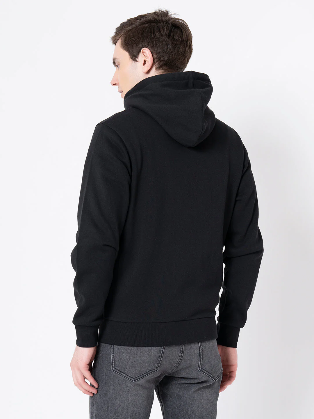 Men's Black Solid Hoodie - Image 3