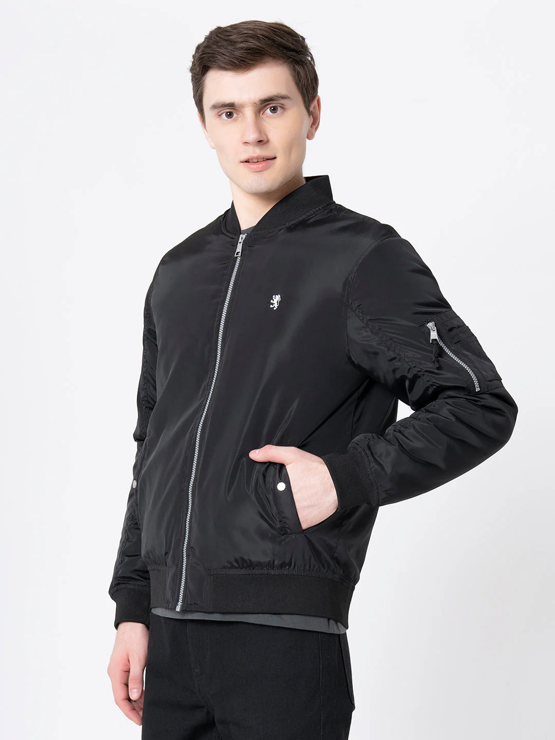 Men's Black Solid Jacket - Image 6