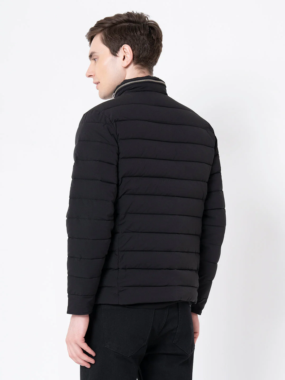 Men's Black  Solid Jacket - Image 3
