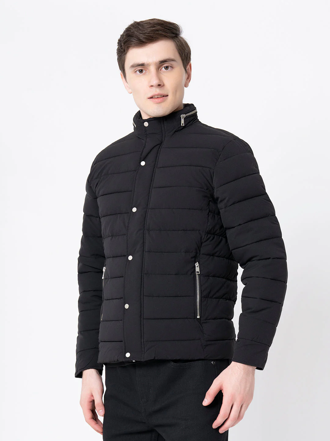 Men's Black  Solid Jacket - Image 6