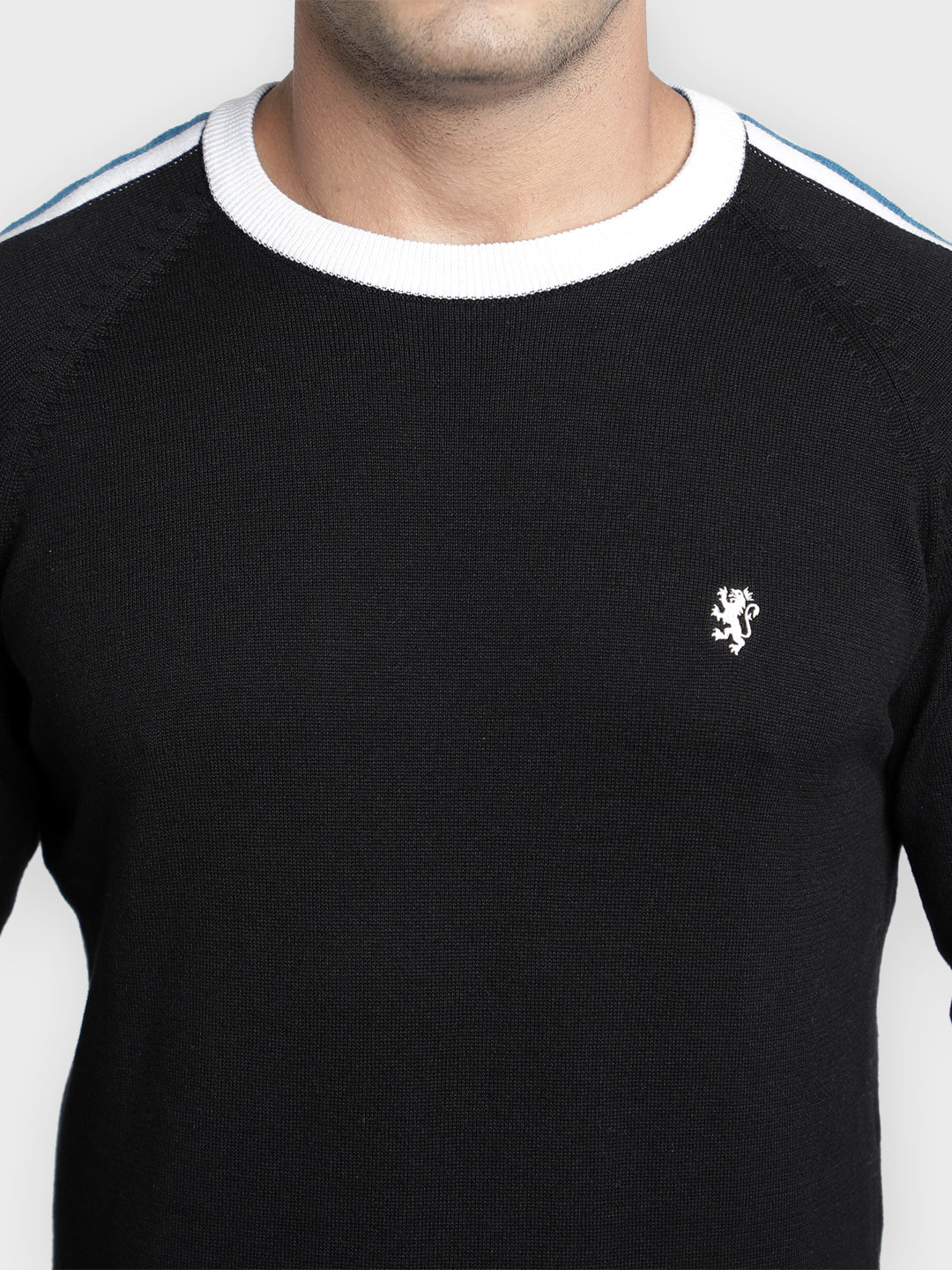 Men's Black Solid Pure Cotton Sweater - Image 4
