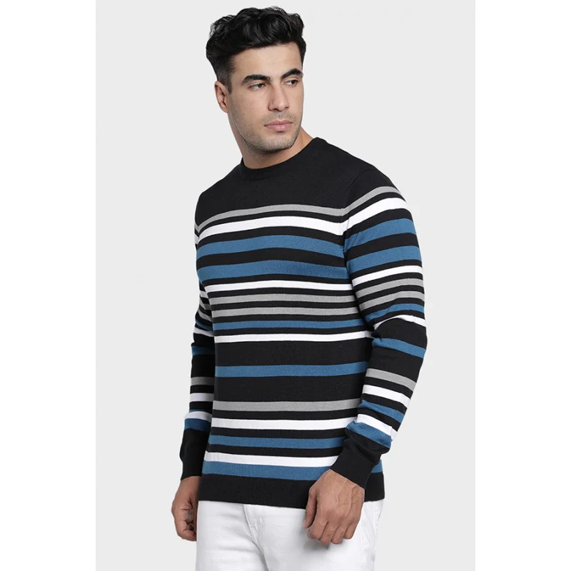 Men's Black Cotton Acrylic Sweater - Image 2