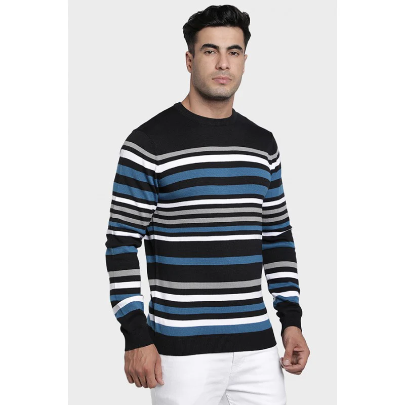 Men's Black Cotton Acrylic Sweater - Image 3