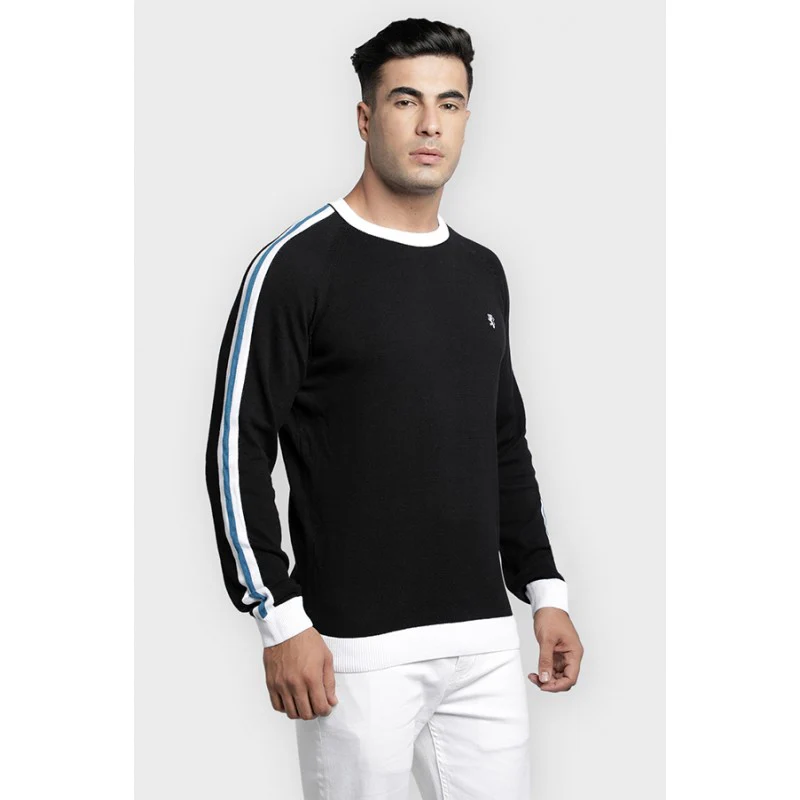 Men's Black Cotton Sweater - Image 2