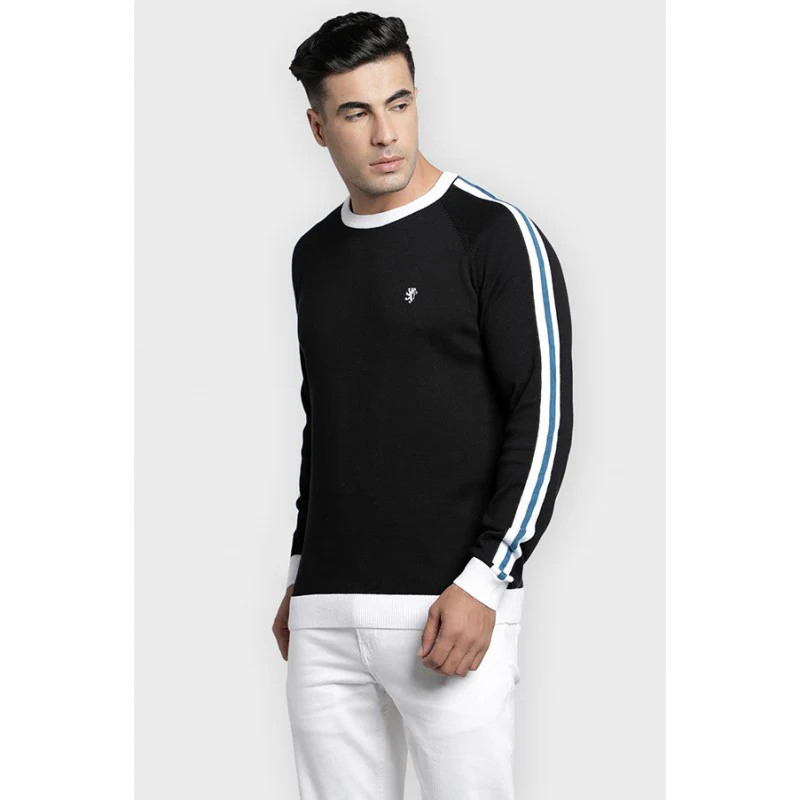 Men's Black Cotton Sweater - Image 3