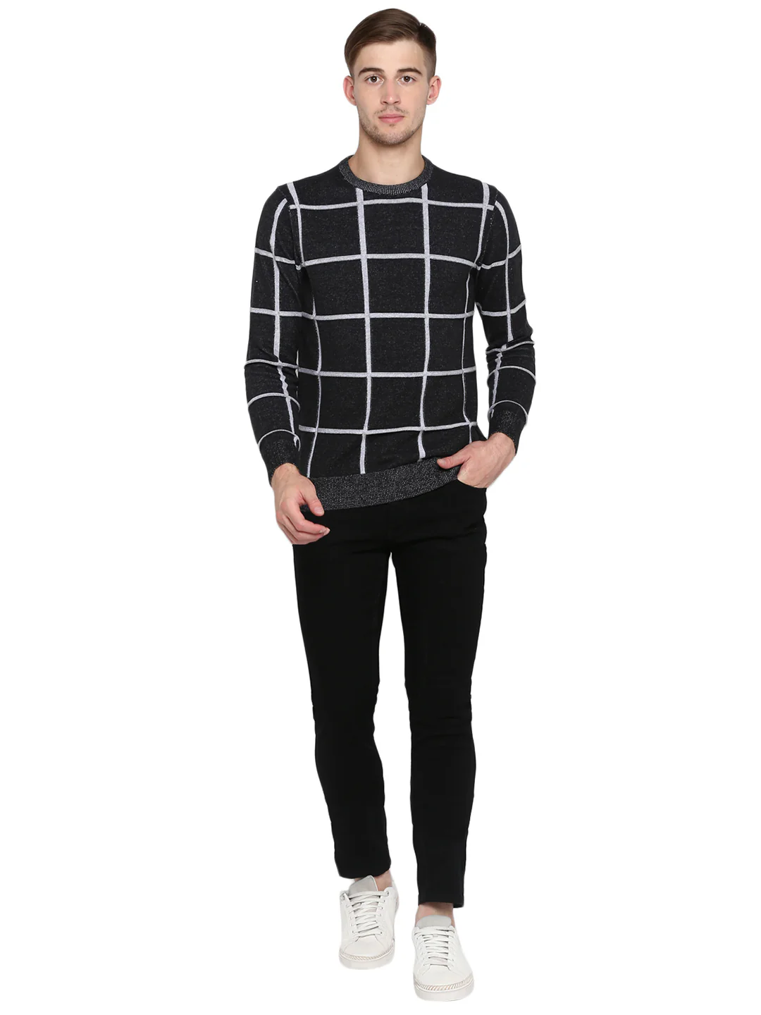 Men's Black Cotton Sweater - Image 3