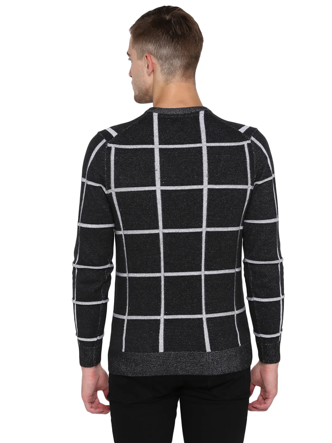 Men's Black Cotton Sweater - Image 4