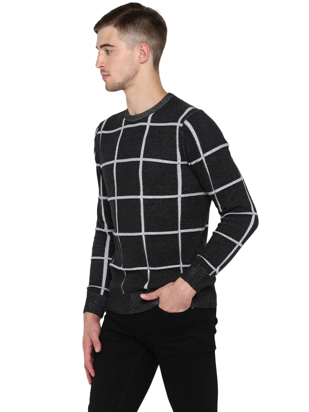 Men's Black Cotton Sweater - Image 5