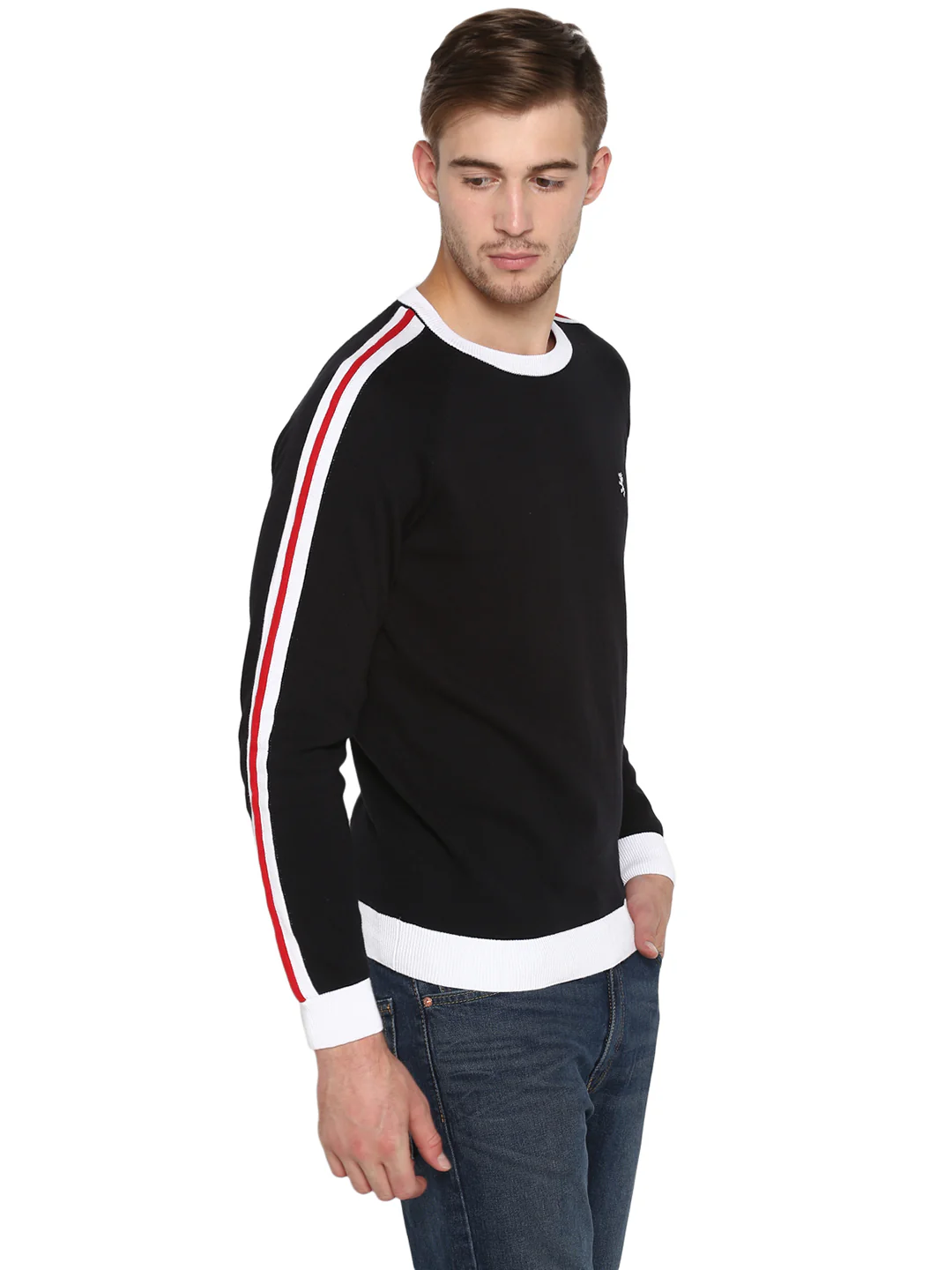 Mens Black Cotton Sweater - Image 3