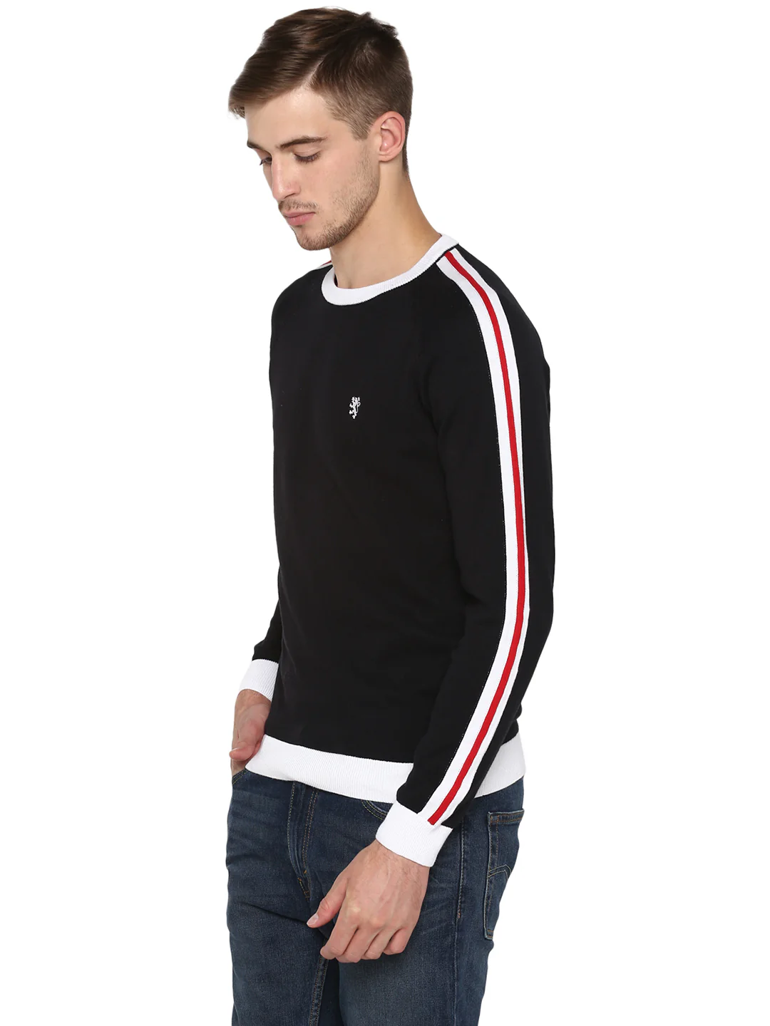 Mens Black Cotton Sweater - Image 4