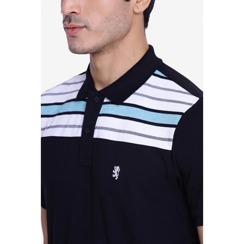Men's Black Collared T-Shirt - Image 2