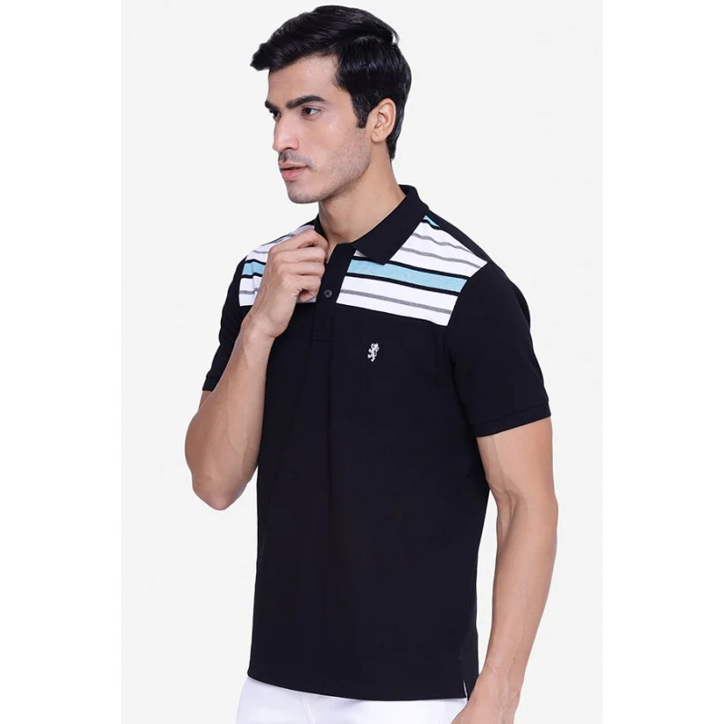 Men's Black Collared T-Shirt - Image 3