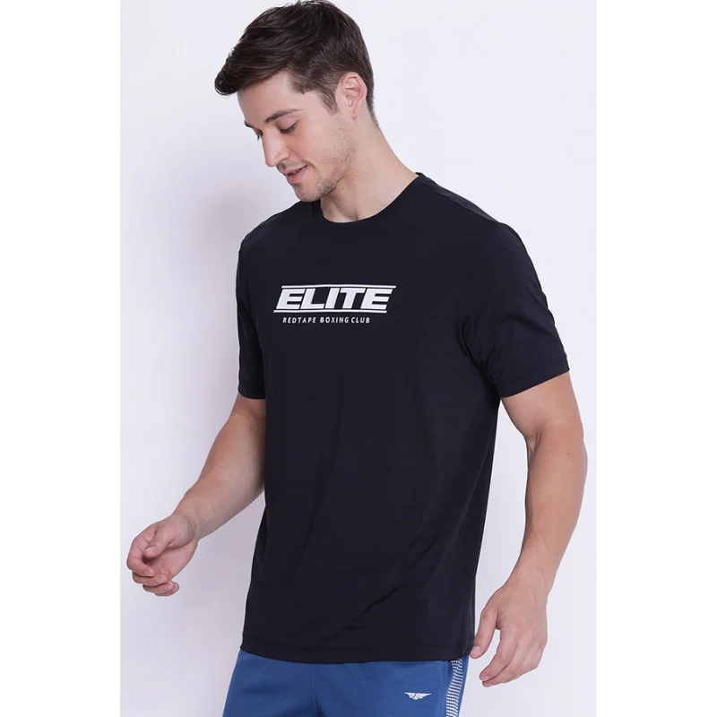 Men's Black Round Neck Active Wear T-Shirt - Image 2