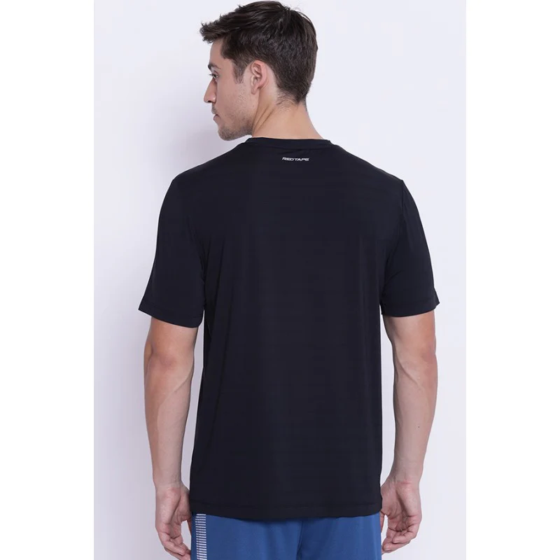Men's Black Round Neck Active Wear T-Shirt - Image 3