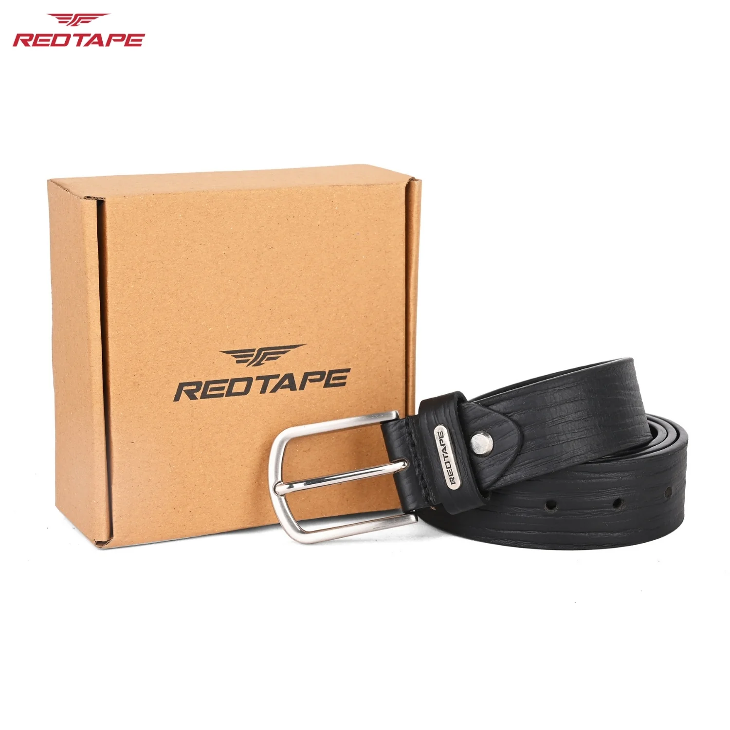 Men's Black Textured Leather Belt - Image 7