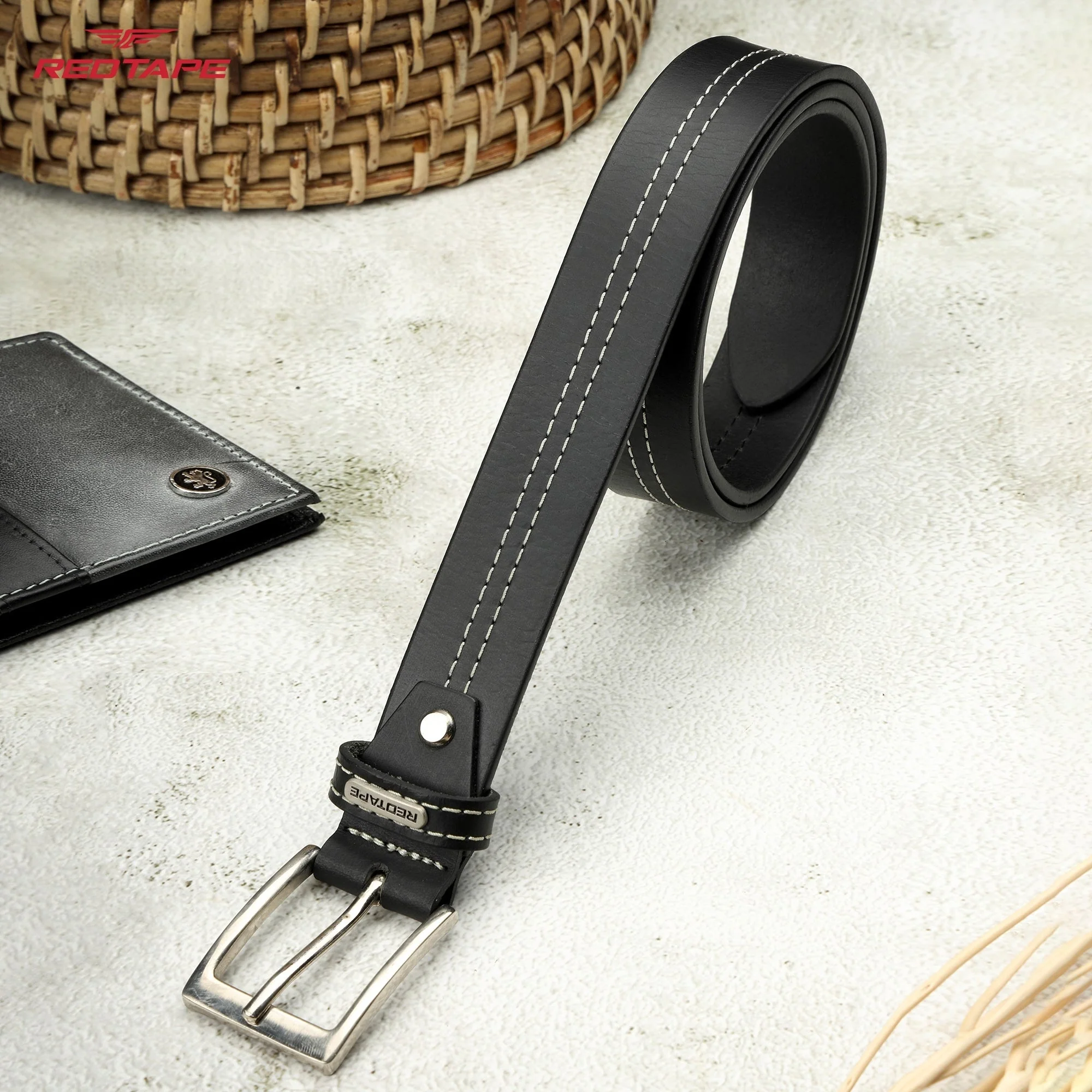 Men's Black Casual Leather Belt - Image 2