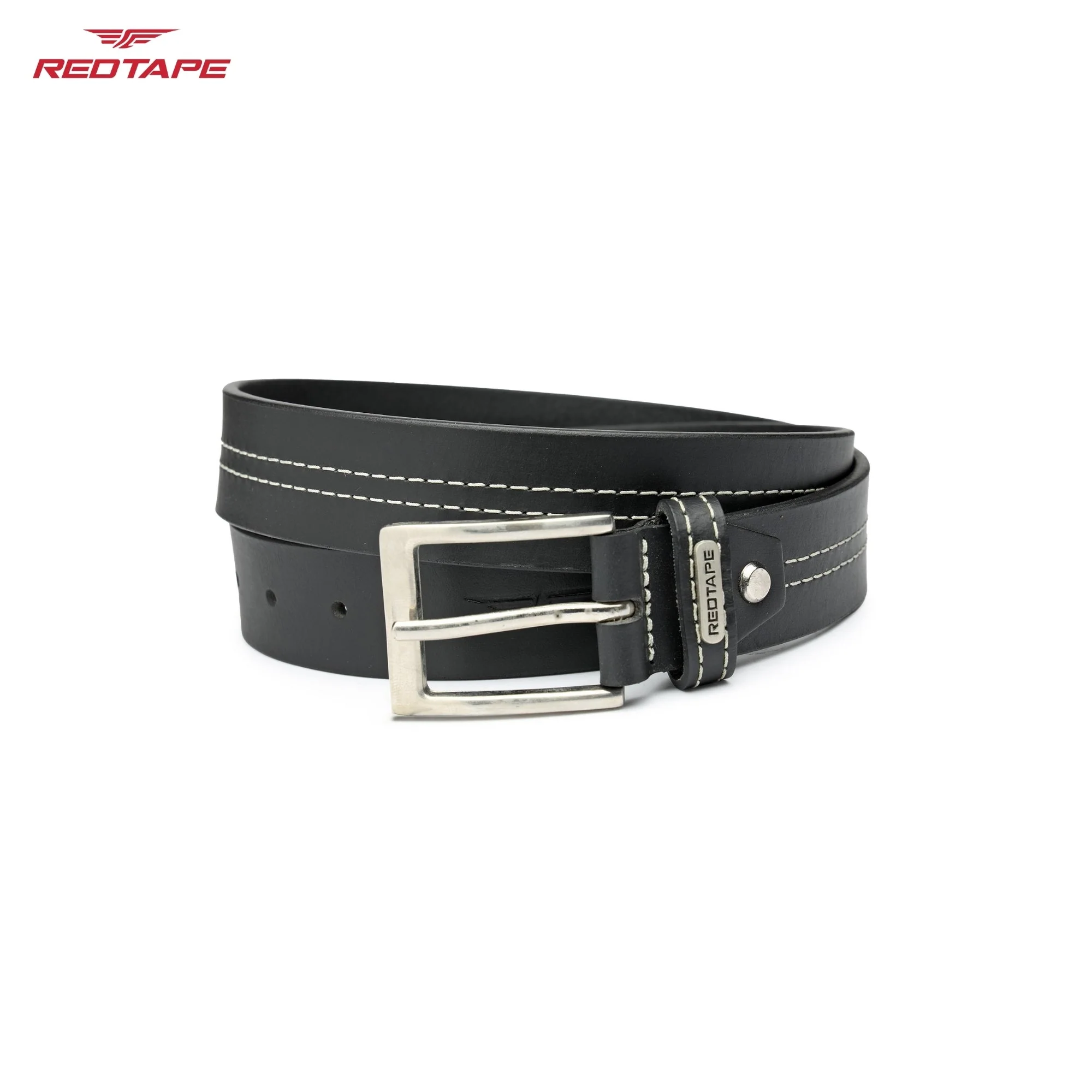 Men's Black Casual Leather Belt - Image 4