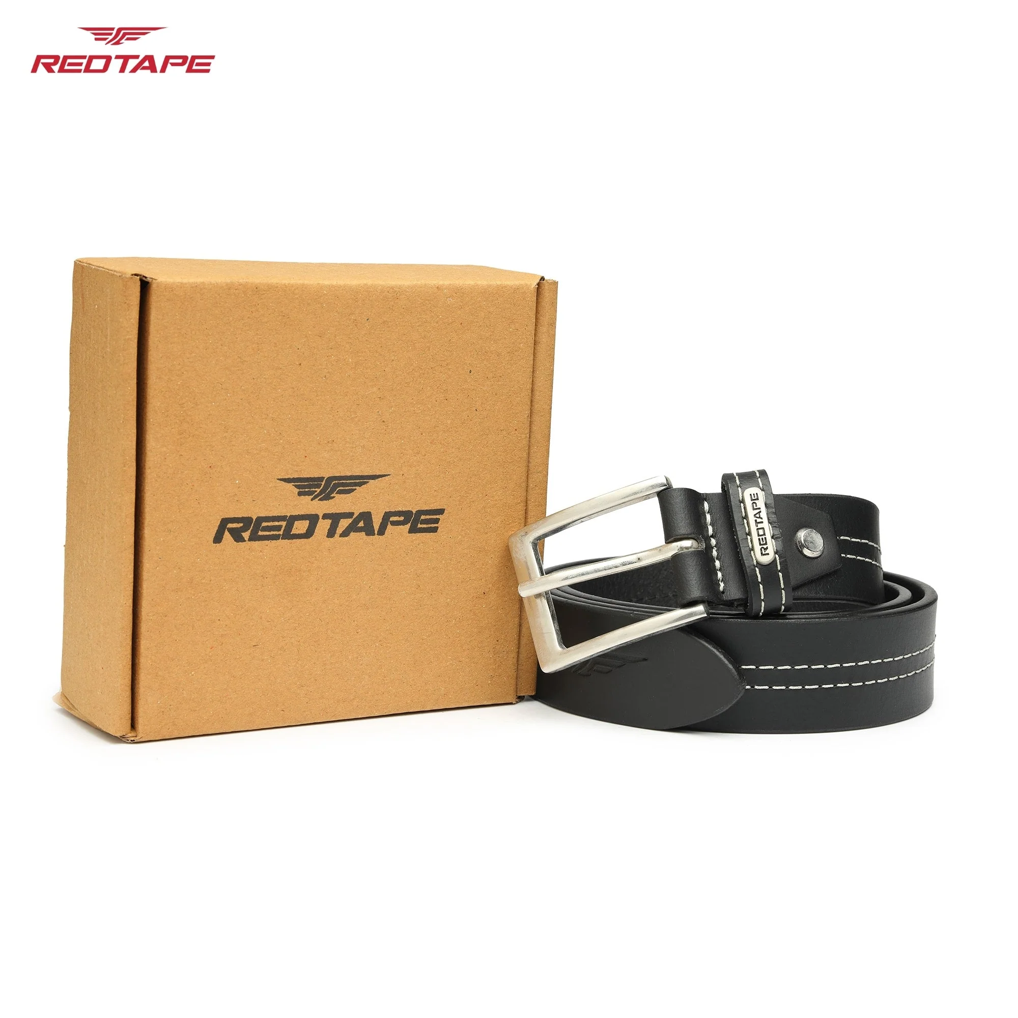 Men's Black Casual Leather Belt - Image 8