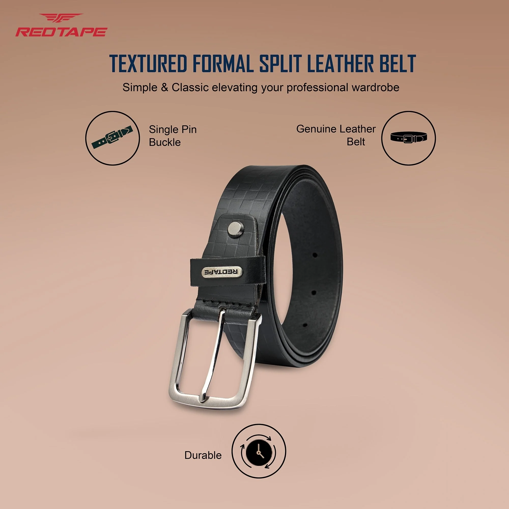 Men's Black Formal Leather Belt - Image 3
