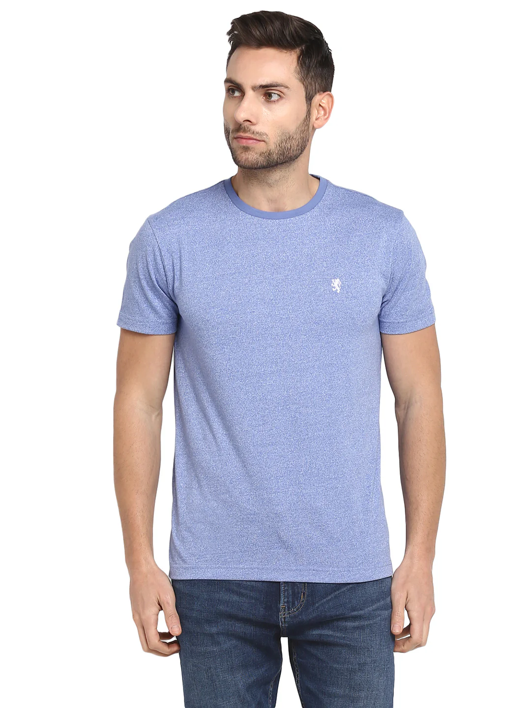 Mens Blue Melange T Shirt - Image 2