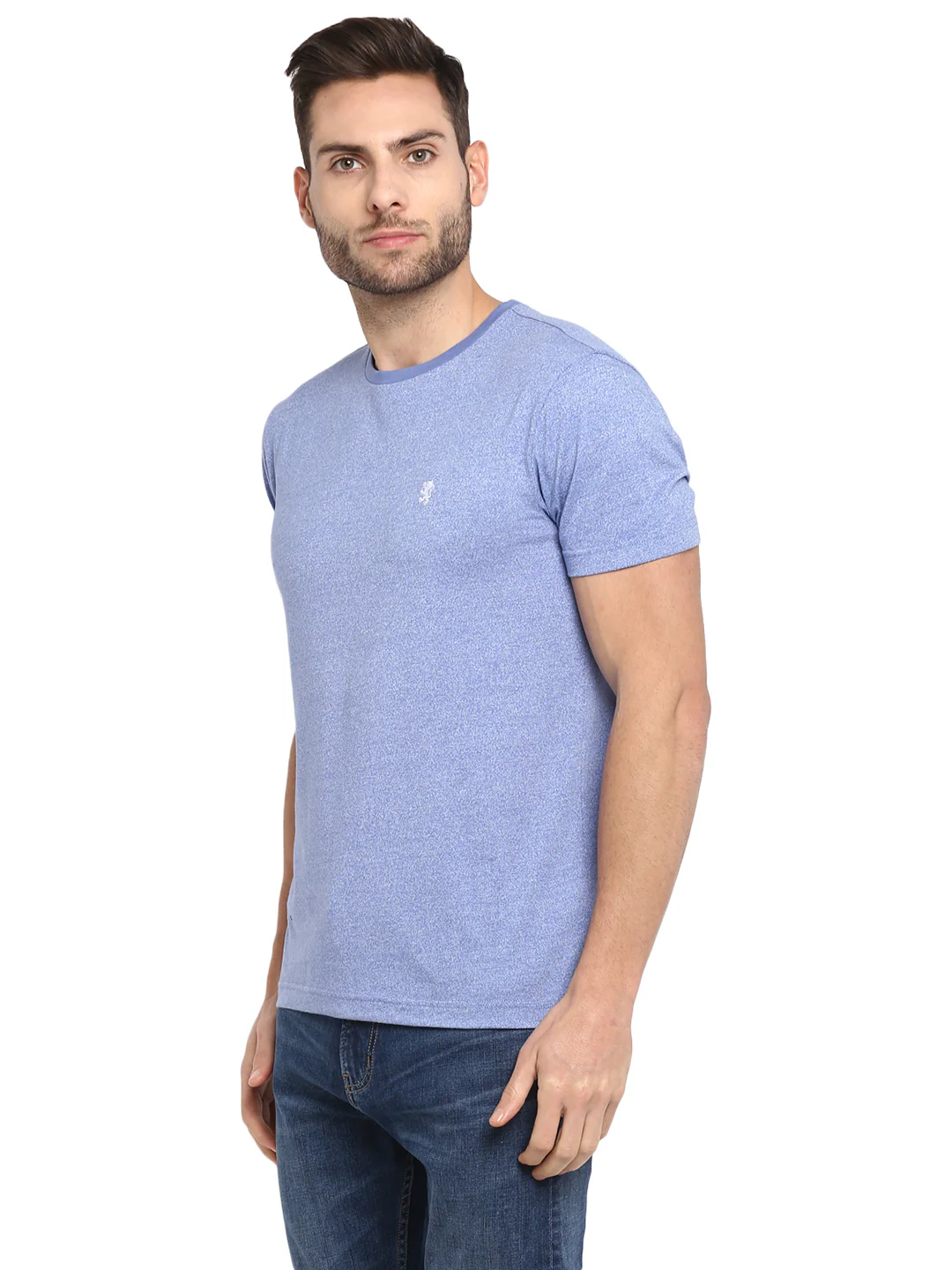 Mens Blue Melange T Shirt - Image 3