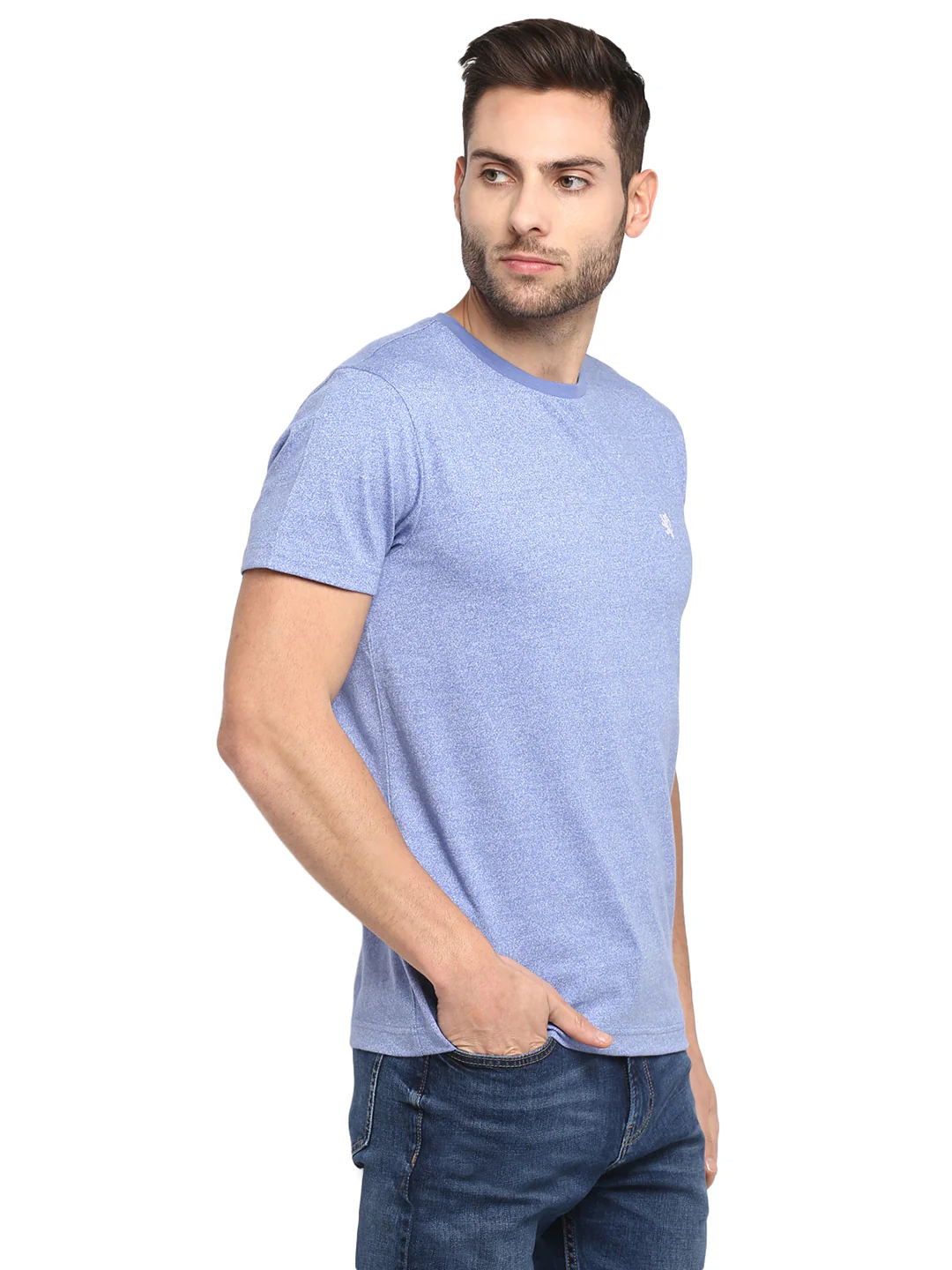 Mens Blue Melange T Shirt - Image 4
