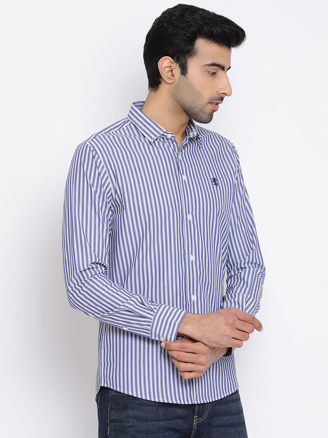 Men's Blue Pure Cotton Shirt - Image 4