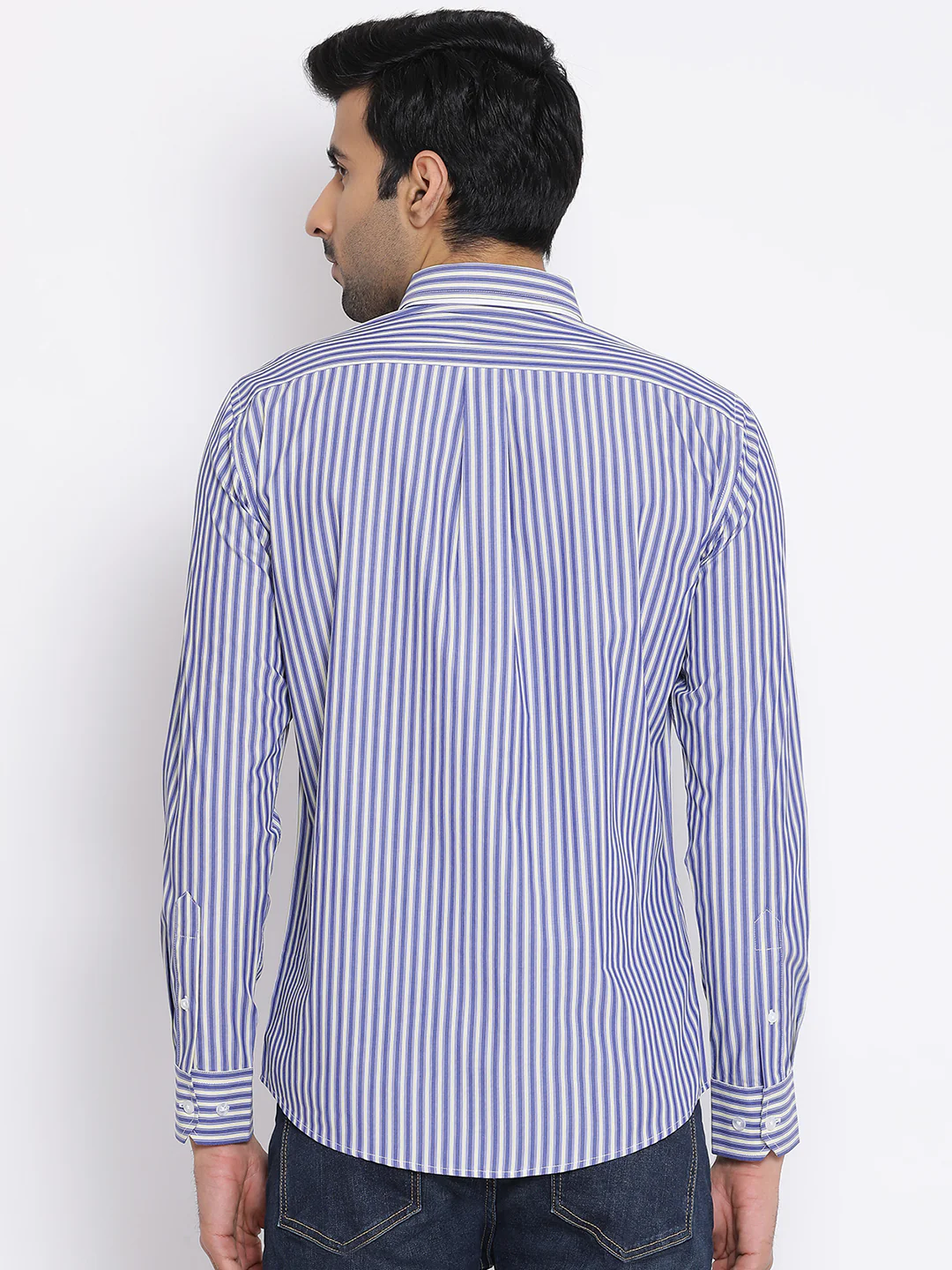 Men's Blue Pure Cotton Shirt - Image 5