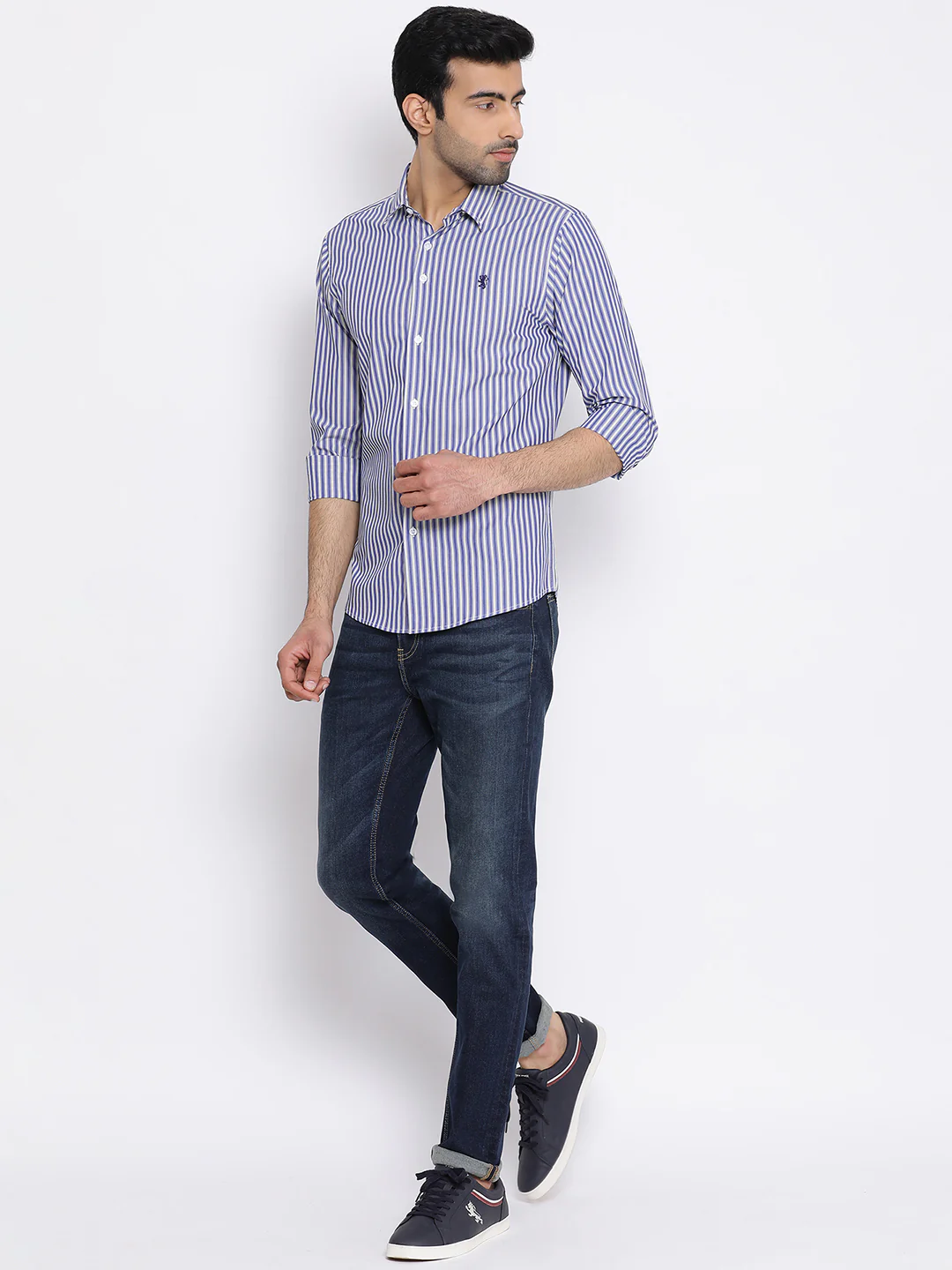 Men's Blue Pure Cotton Shirt - Image 6