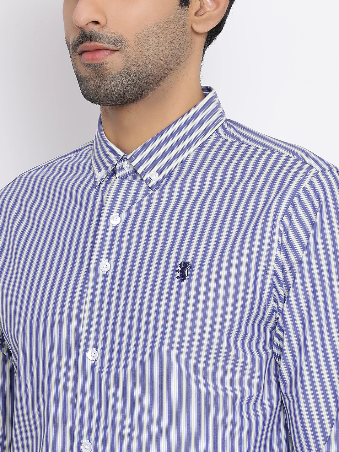 Men's Blue Pure Cotton Shirt - Image 7