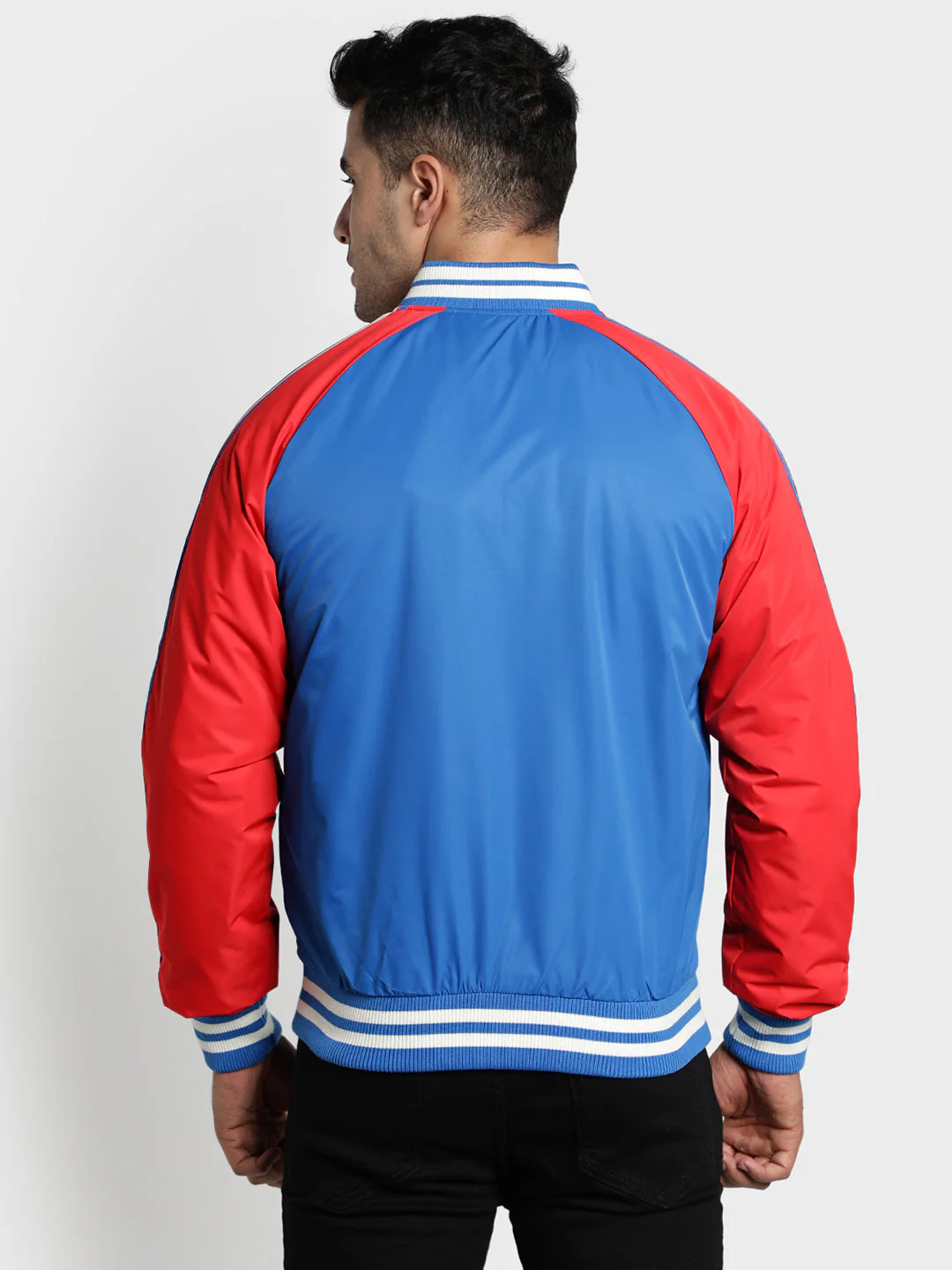 Men's Blue Solid Polyester Jacket - Image 4