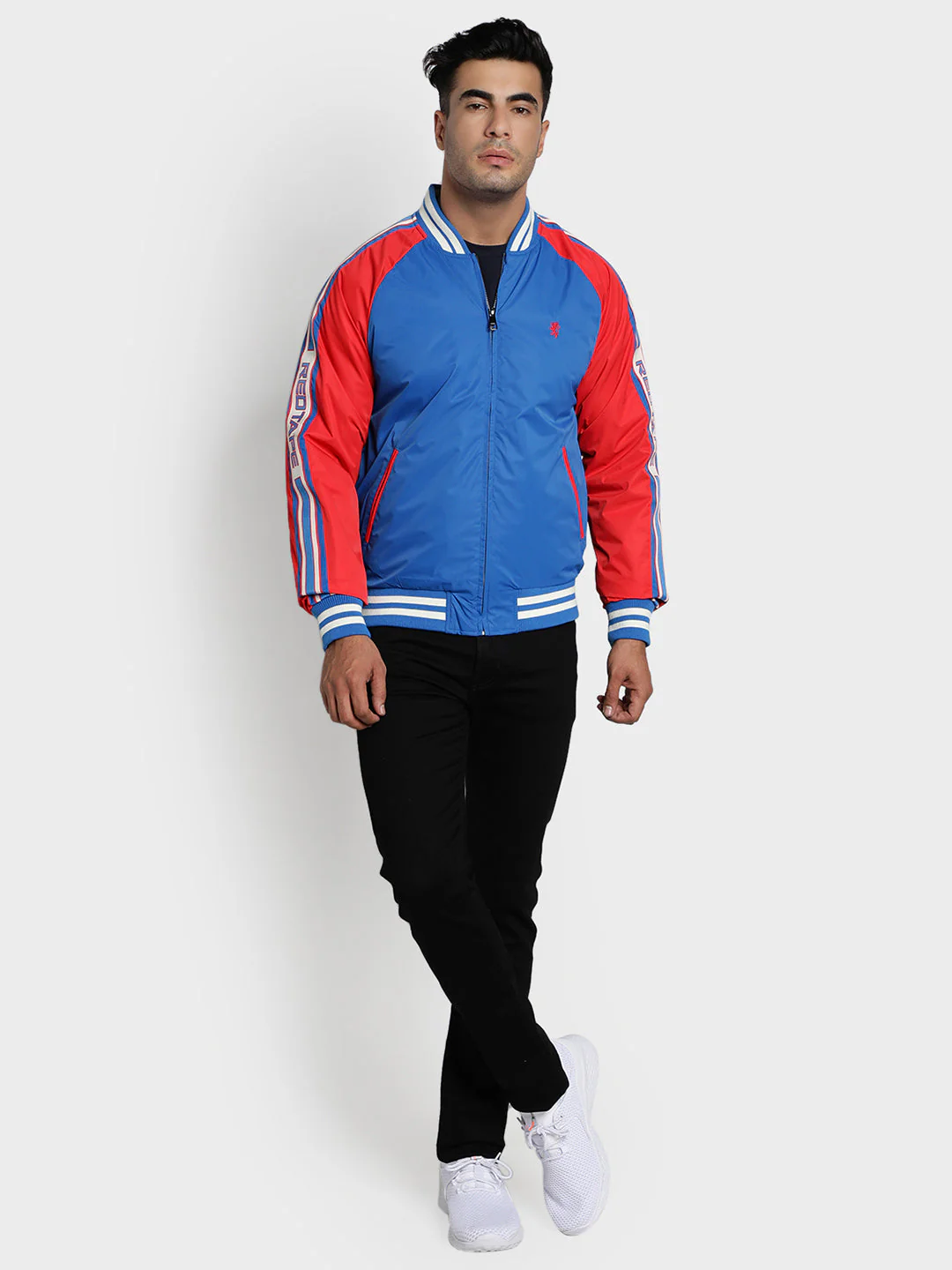 Men's Blue Solid Polyester Jacket - Image 6
