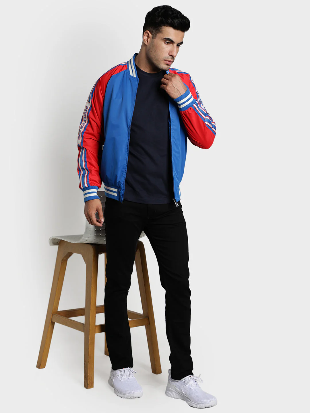 Men's Blue Solid Polyester Jacket - Image 7