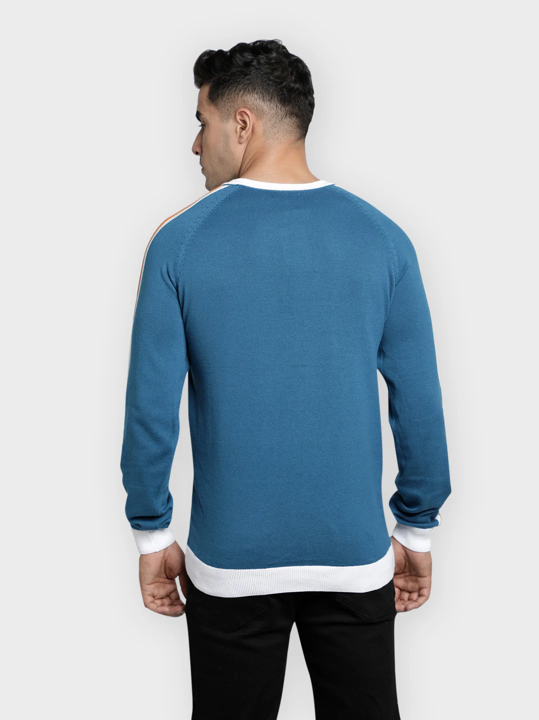 Mens Blue Cotton Sweater - Image 3