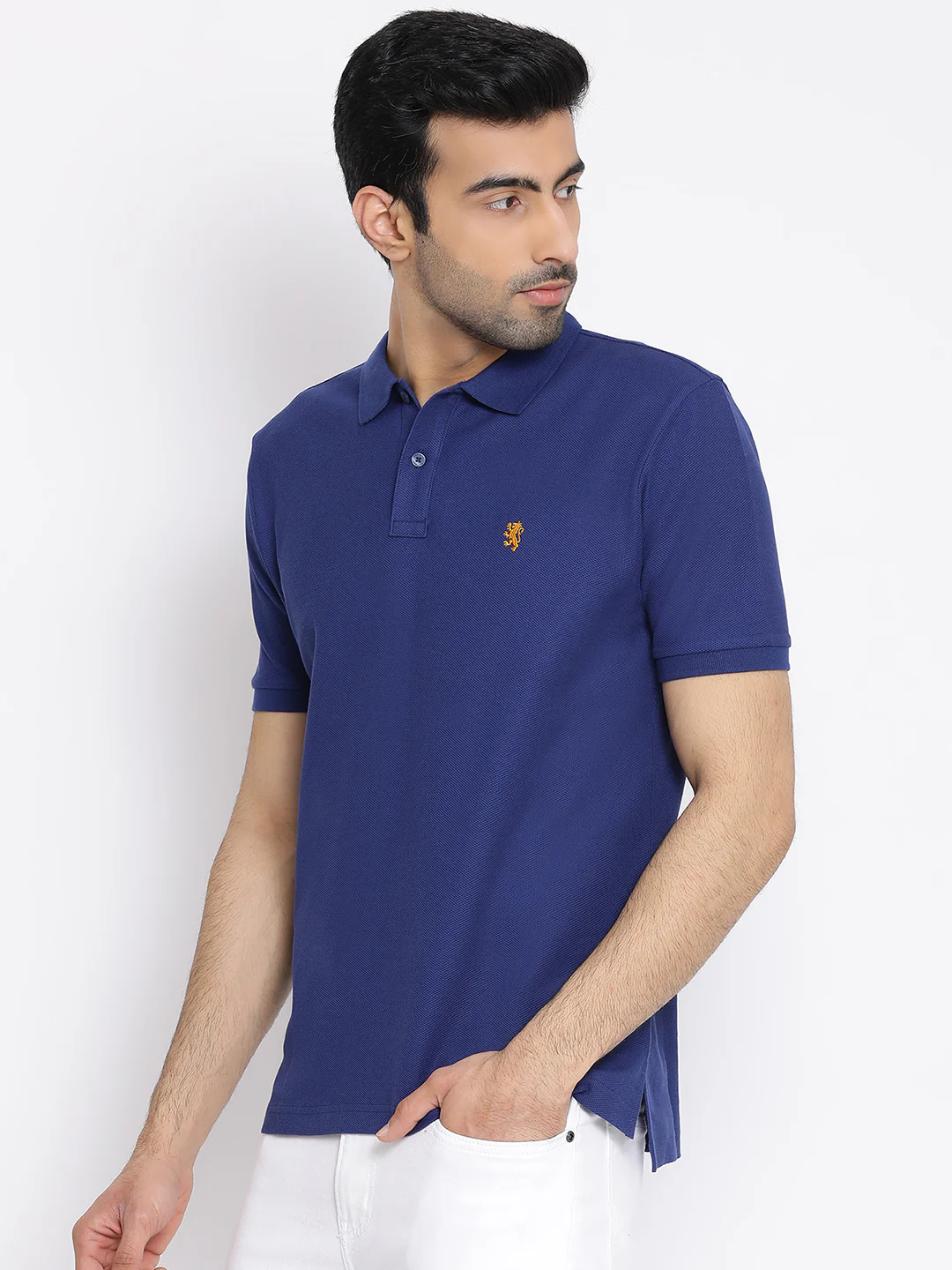 Men's Blue Collared T-Shirt - Image 2