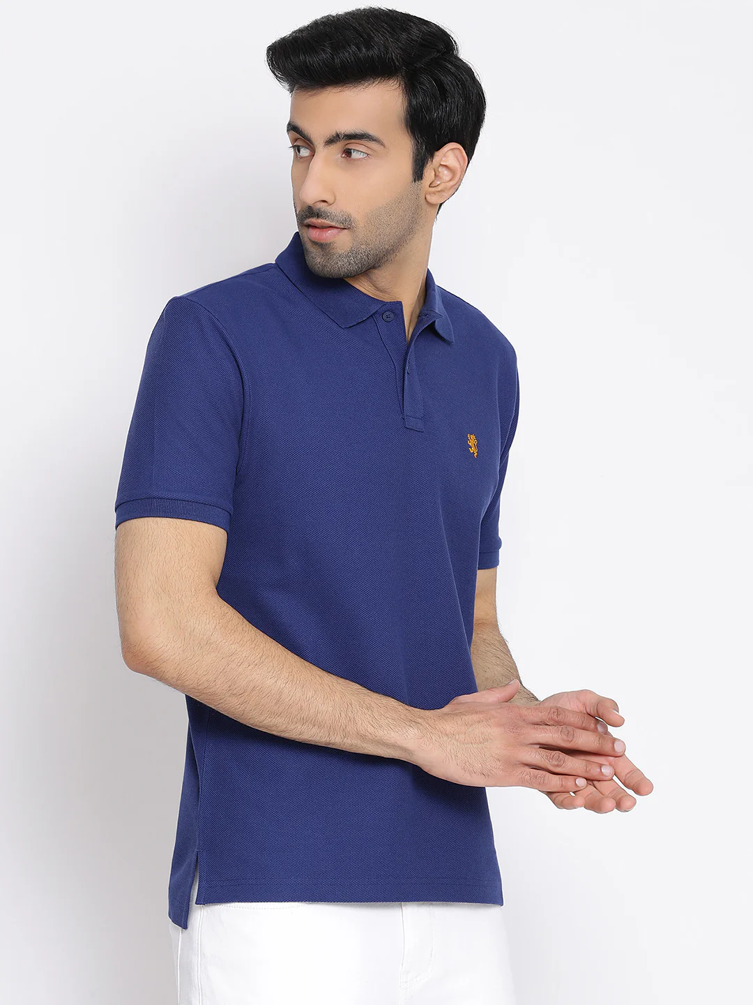 Men's Blue Collared T-Shirt - Image 3