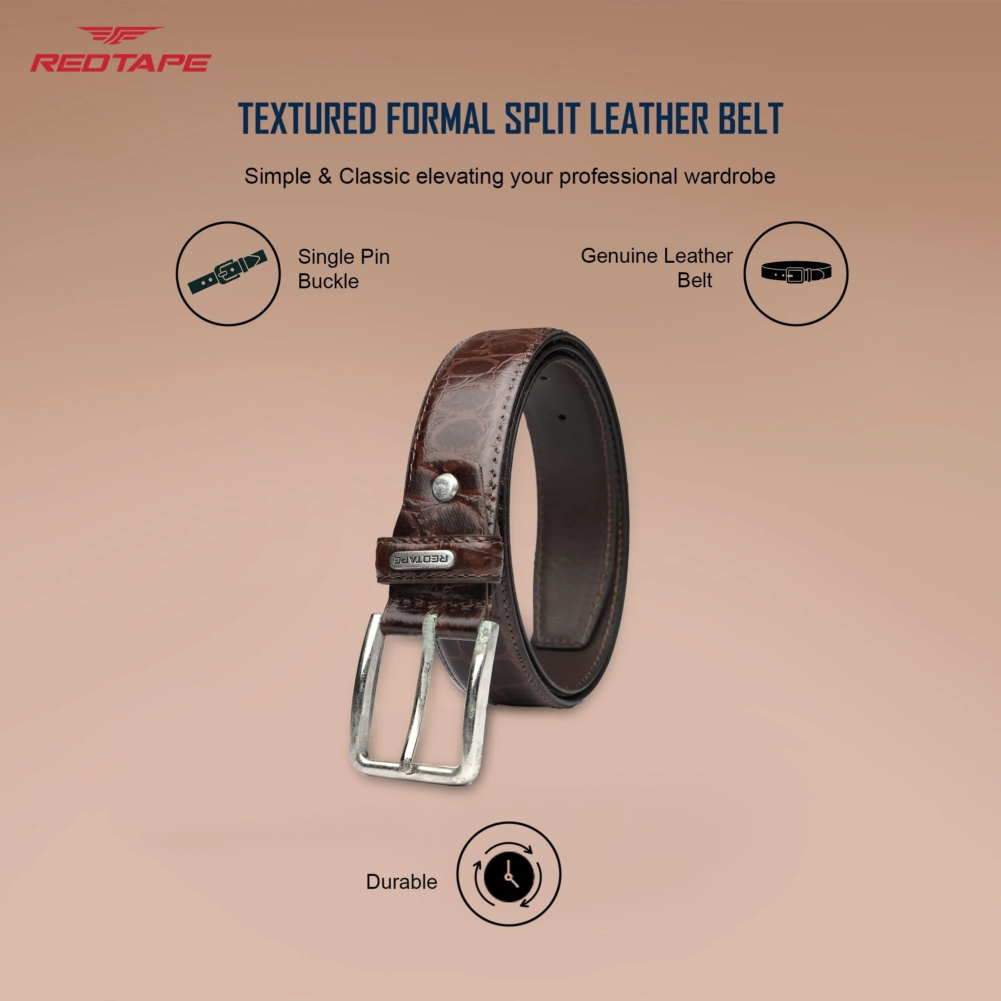 Men's Brown Casual Leather Belt - Image 3