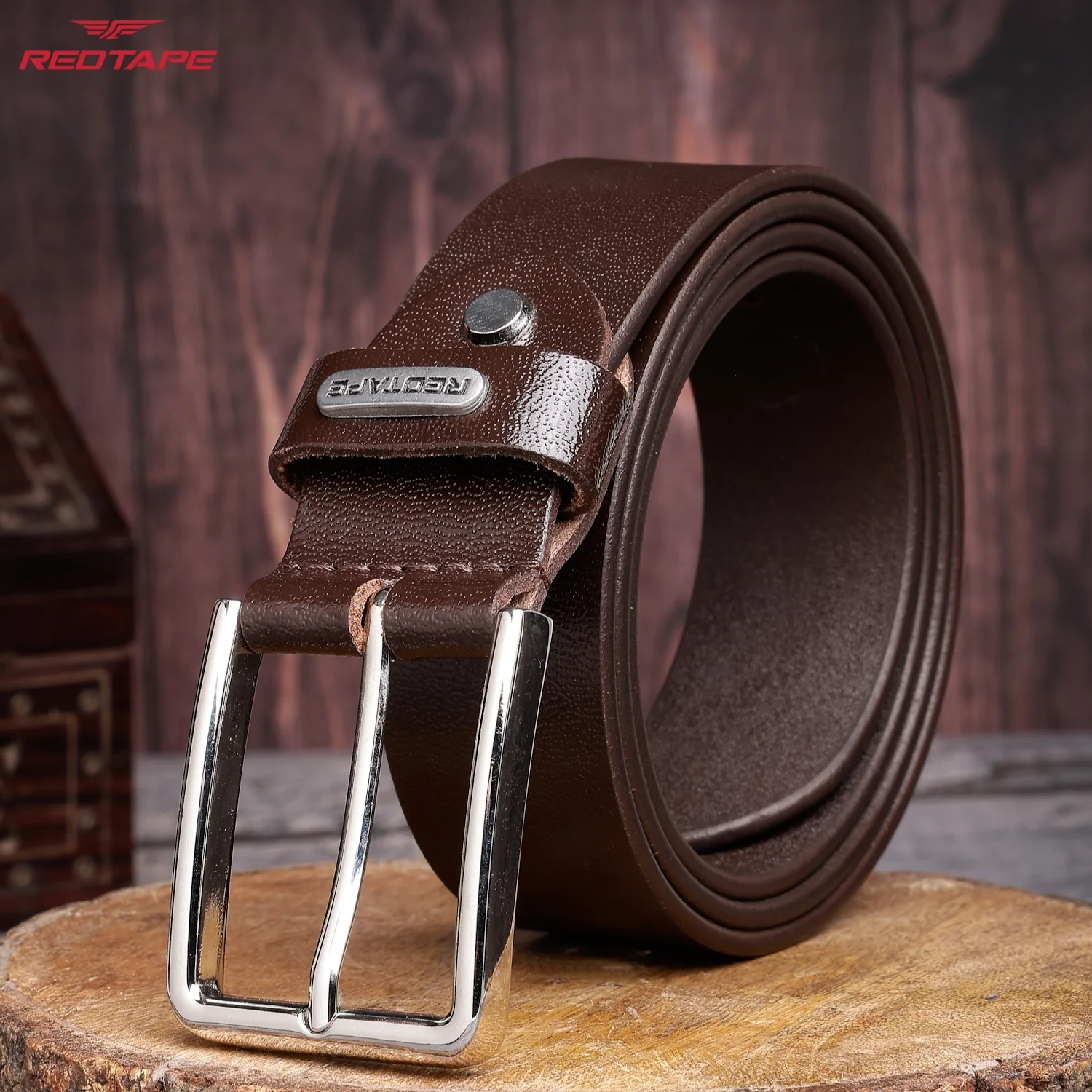 Men's Brown Formal Leather Belt - Image 3