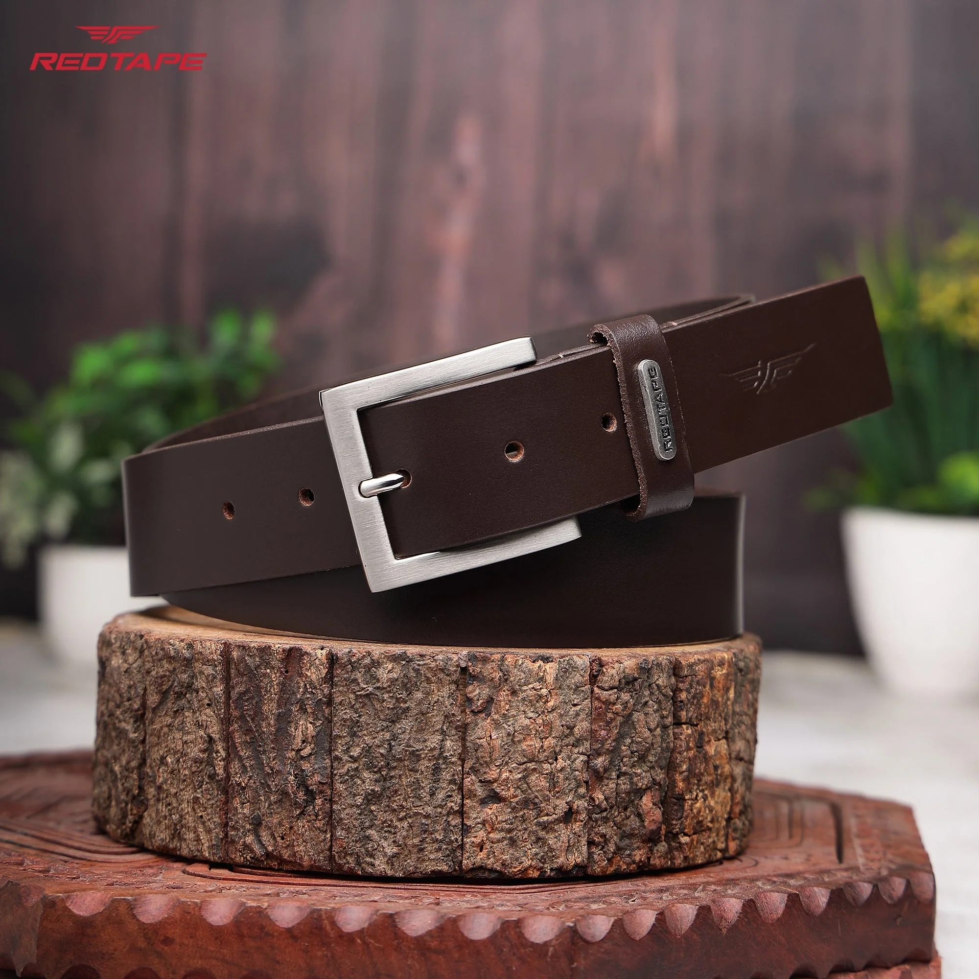Men's Brown Formal Leather Belt - Image 2