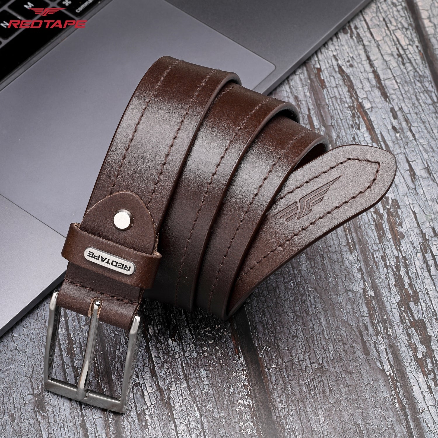 Men's Brown Leather Belt - Image 3